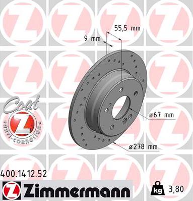 Zimmermann 400.1412.52 - Гальмівний диск avtolavka.club