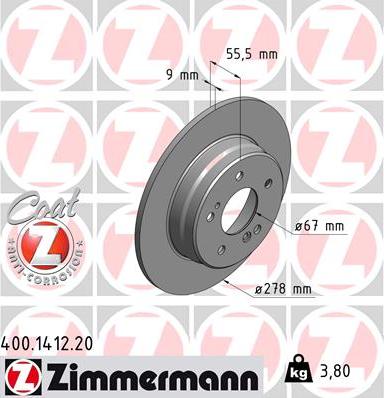 Zimmermann 400.1412.20 - Гальмівний диск avtolavka.club