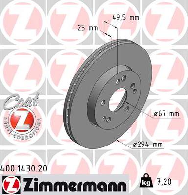 Zimmermann 400.1430.20 - Гальмівний диск avtolavka.club