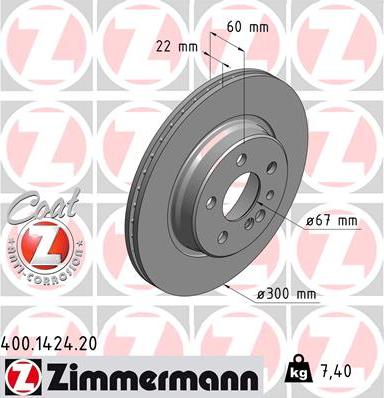 Zimmermann 400.1424.20 - Гальмівний диск avtolavka.club