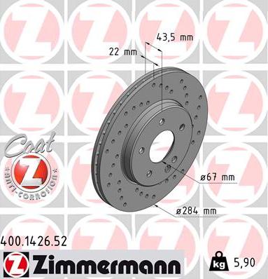 Zimmermann 400.1426.52 - Гальмівний диск avtolavka.club