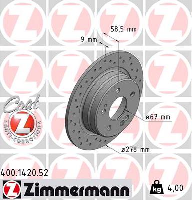 Zimmermann 400.1420.52 - Гальмівний диск avtolavka.club