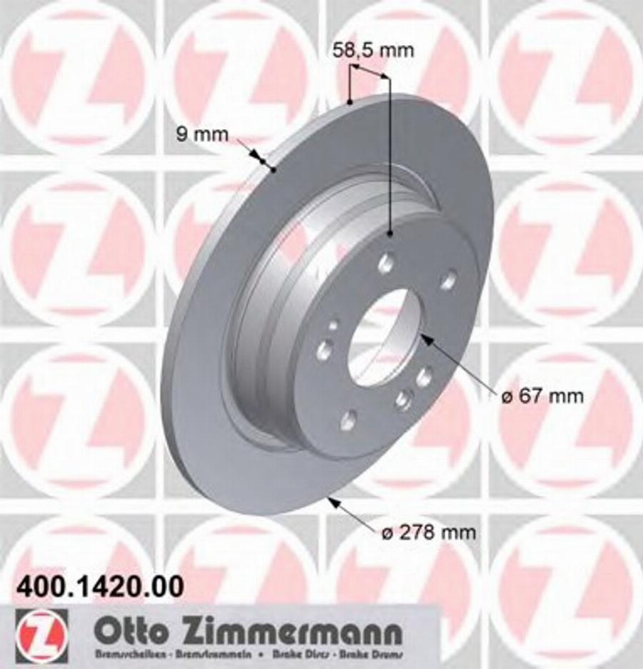 Zimmermann 400 1420 00 - Гальмівний диск avtolavka.club