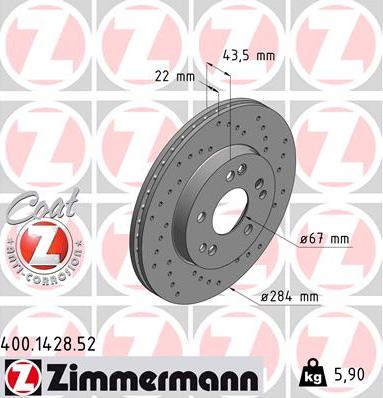 Zimmermann 400.1428.52 - Гальмівний диск avtolavka.club