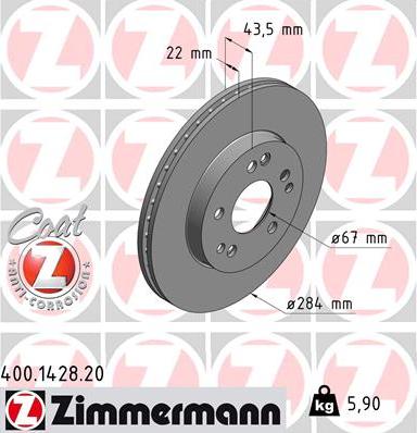 Zimmermann 400.1428.20 - Гальмівний диск avtolavka.club