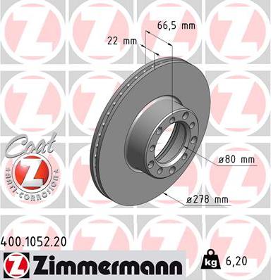 Zimmermann 400.1052.20 - Гальмівний диск avtolavka.club