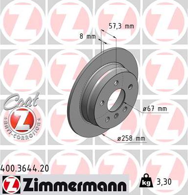 Zimmermann 400.3644.20 - Гальмівний диск avtolavka.club