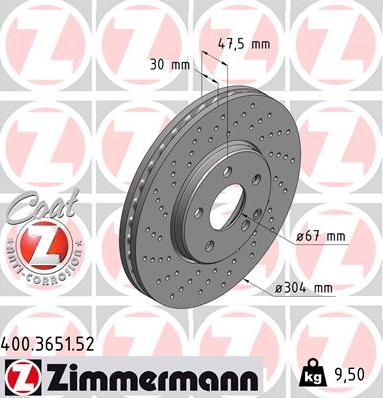 Zimmermann 400.3651.52 - Гальмівний диск avtolavka.club