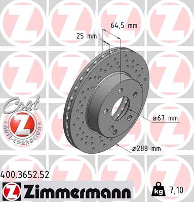 Zimmermann 400.3652.52 - Гальмівний диск avtolavka.club