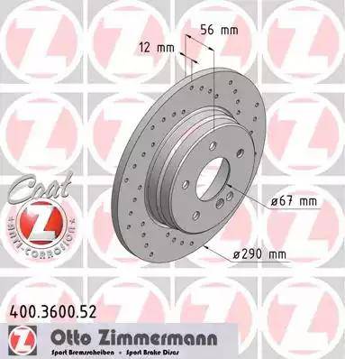 Zimmermann 400.3600.52 - Гальмівний диск avtolavka.club