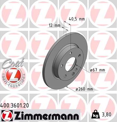 Zimmermann 400.3601.20 - Гальмівний диск avtolavka.club