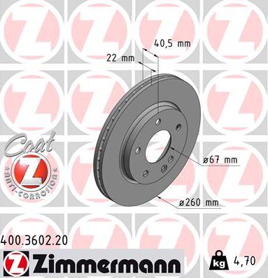 Zimmermann 400.3602.20 - Гальмівний диск avtolavka.club