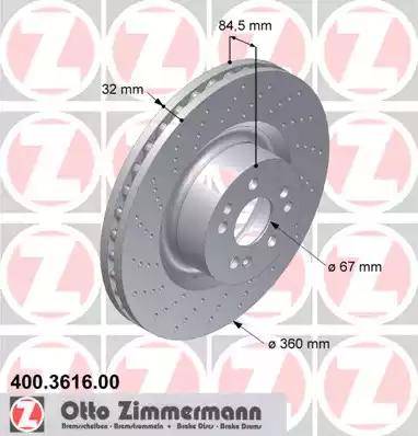 Zimmermann 400.3616.00 - Гальмівний диск avtolavka.club