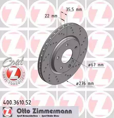 Zimmermann 400.3610.52 - Гальмівний диск avtolavka.club