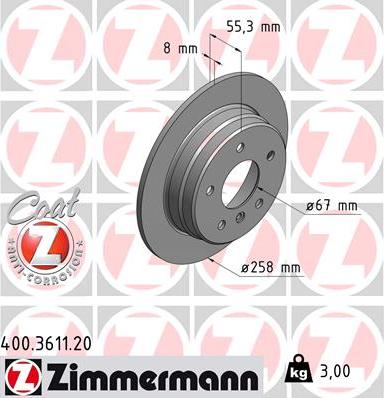 Zimmermann 400.3611.20 - Гальмівний диск avtolavka.club