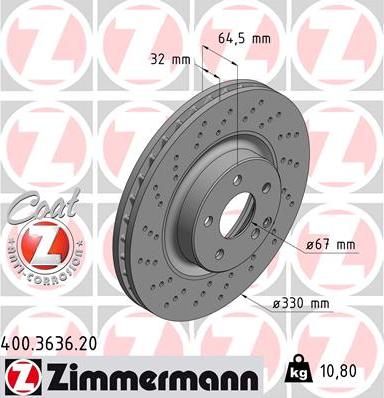 Zimmermann 400.3636.20 - Гальмівний диск avtolavka.club