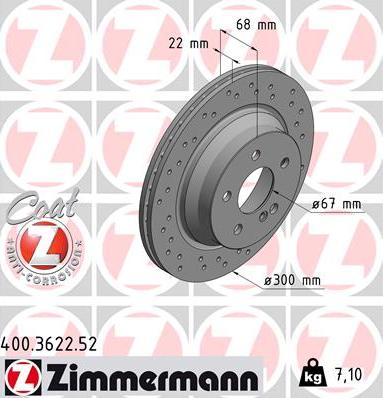 Zimmermann 400.3622.52 - Гальмівний диск avtolavka.club