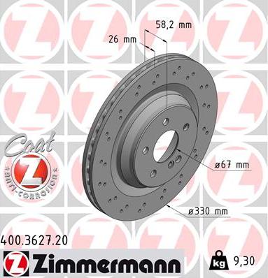 Zimmermann 400.3627.20 - Гальмівний диск avtolavka.club