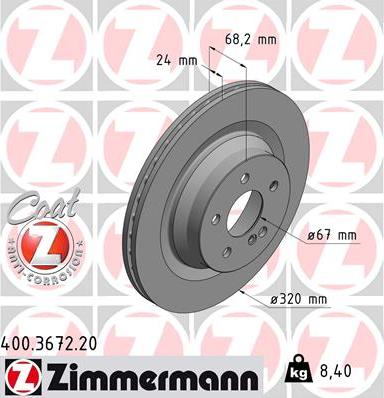 Zimmermann 400.3672.20 - Гальмівний диск avtolavka.club