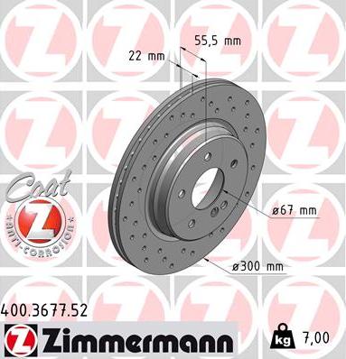 Zimmermann 400.3677.52 - Гальмівний диск avtolavka.club