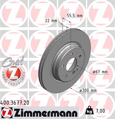 Zimmermann 400.3677.20 - Гальмівний диск avtolavka.club