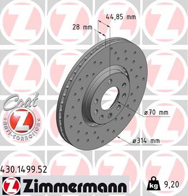 Zimmermann 430.1499.52 - Гальмівний диск avtolavka.club