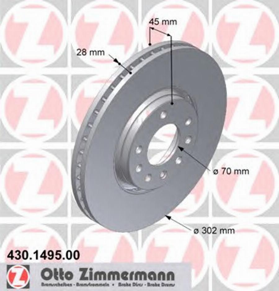 Zimmermann 430.1495.00 - Гальмівний диск avtolavka.club