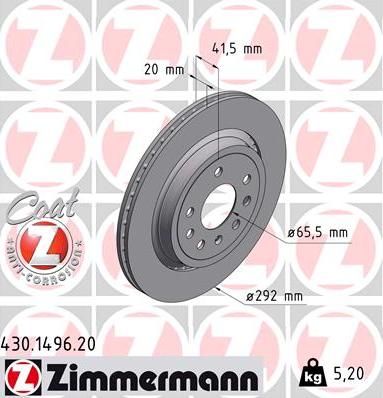 Zimmermann 430.1496.20 - Гальмівний диск avtolavka.club