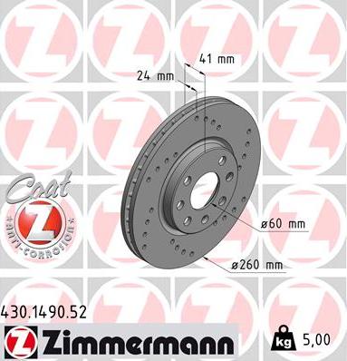 Zimmermann 430.1490.52 - Гальмівний диск avtolavka.club