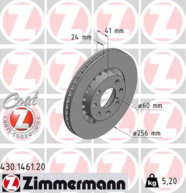 Zimmermann 430.1461.20 - Гальмівний диск avtolavka.club