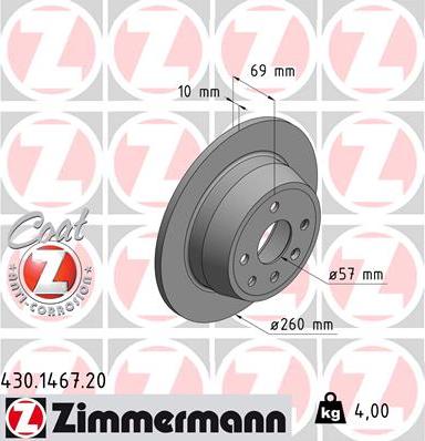 Zimmermann 430.1467.20 - Гальмівний диск avtolavka.club