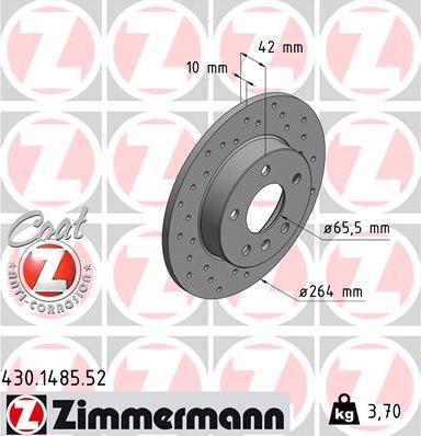 Zimmermann 430.1485.52 - Гальмівний диск avtolavka.club