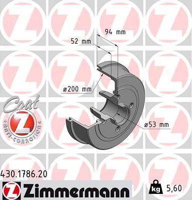 Zimmermann 430.1786.20 - Гальмівний барабан avtolavka.club