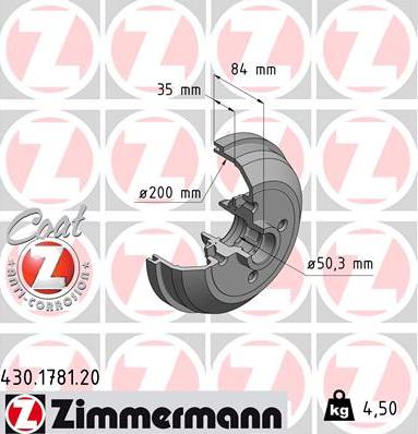 Zimmermann 430.1781.00 - Гальмівний барабан avtolavka.club