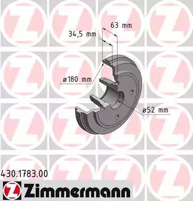 Zimmermann 430.1783.00 - Гальмівний барабан avtolavka.club