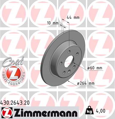 Zimmermann 430.2643.20 - Гальмівний диск avtolavka.club