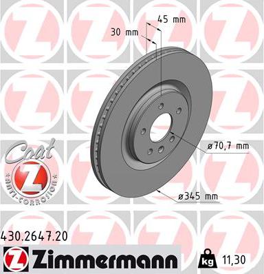 Zimmermann 430.2647.20 - Гальмівний диск avtolavka.club