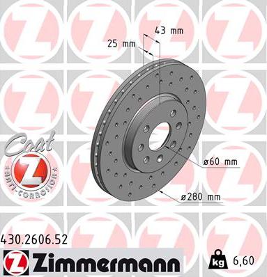 Zimmermann 430.2606.52 - Гальмівний диск avtolavka.club