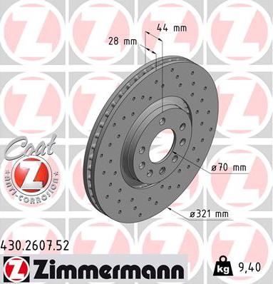 Zimmermann 430.2607.52 - Гальмівний диск avtolavka.club