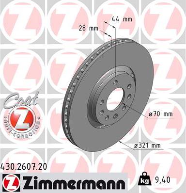 Zimmermann 430.2607.20 - Гальмівний диск avtolavka.club