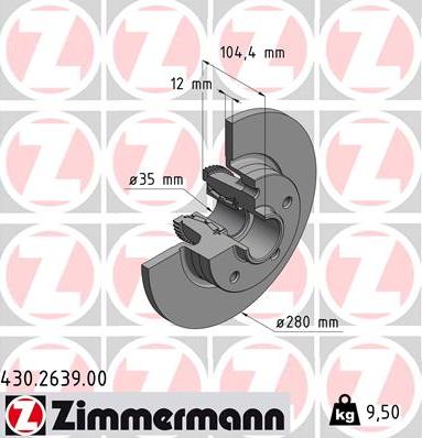 Zimmermann 430.2639.00 - Гальмівний диск avtolavka.club