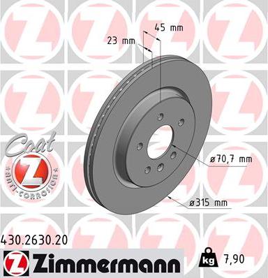 Zimmermann 430.2630.20 - Гальмівний диск avtolavka.club