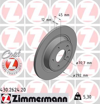 Zimmermann 430.2624.20 - Гальмівний диск avtolavka.club