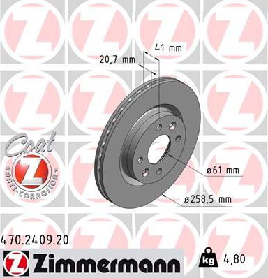 Zimmermann 470.2409.20 - Гальмівний диск avtolavka.club