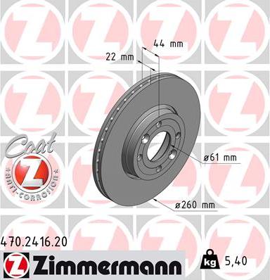 Zimmermann 470.2416.20 - Гальмівний диск avtolavka.club