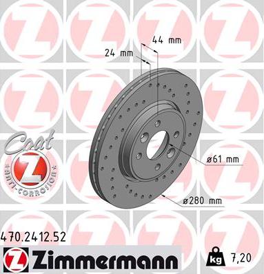 Zimmermann 470.2412.52 - Гальмівний диск avtolavka.club