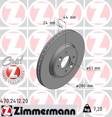 Zimmermann 470.2412.20 - Гальмівний диск avtolavka.club