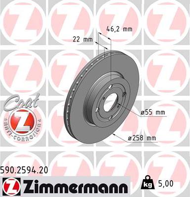 Zimmermann 590.2594.20 - Гальмівний диск avtolavka.club