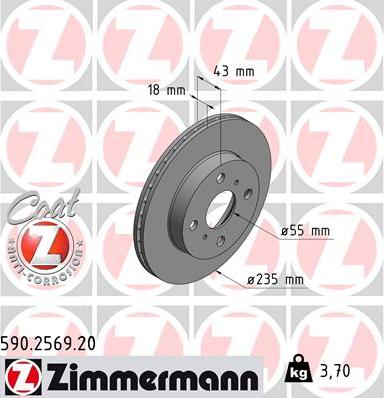 Zimmermann 590.2569.20 - Гальмівний диск avtolavka.club