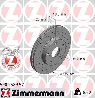 Zimmermann 590.2589.52 - Гальмівний диск avtolavka.club